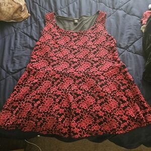 Red and black floral top torrid size 2